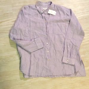 NWT Love Linen JJill Button Down
